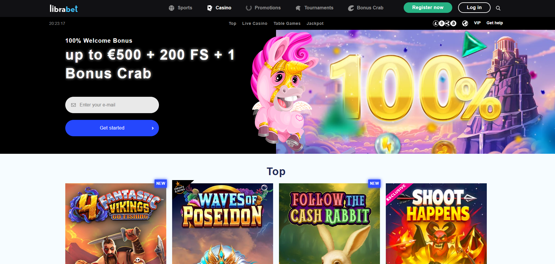 Librabet Casino screenshot: Homepage