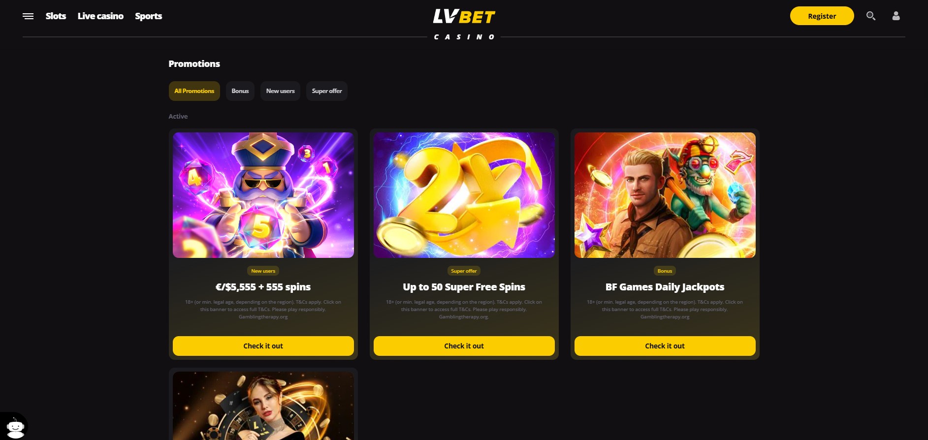 LV Bet Casino screenshot: Promotions