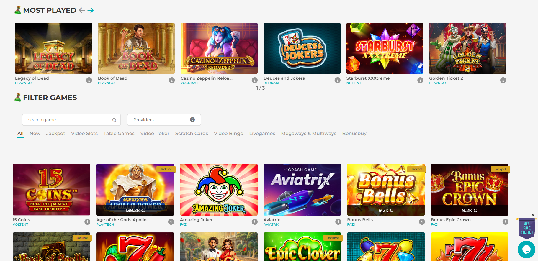 Merlin Casino screenshot: Slots