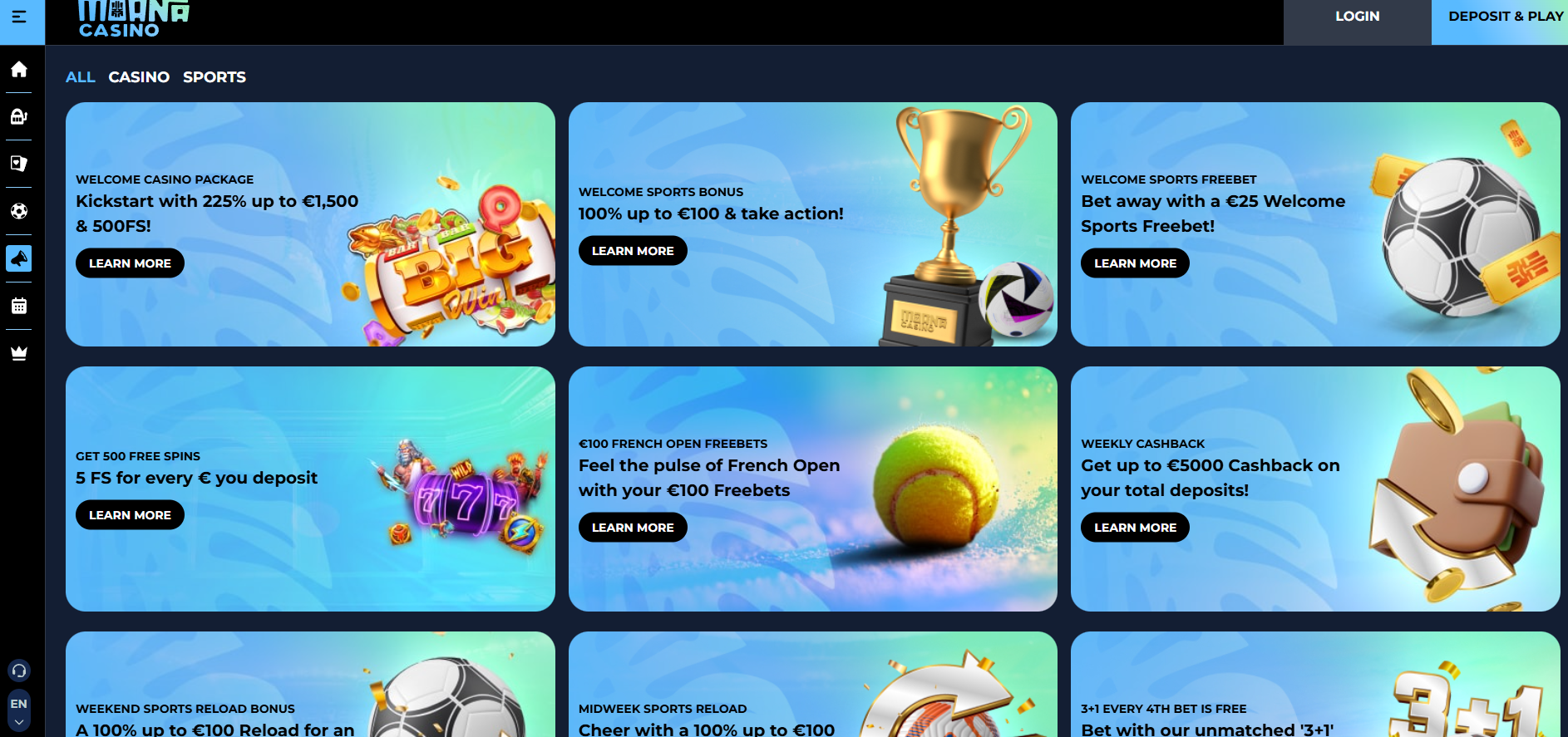Moana Casino screenshot: Promotions