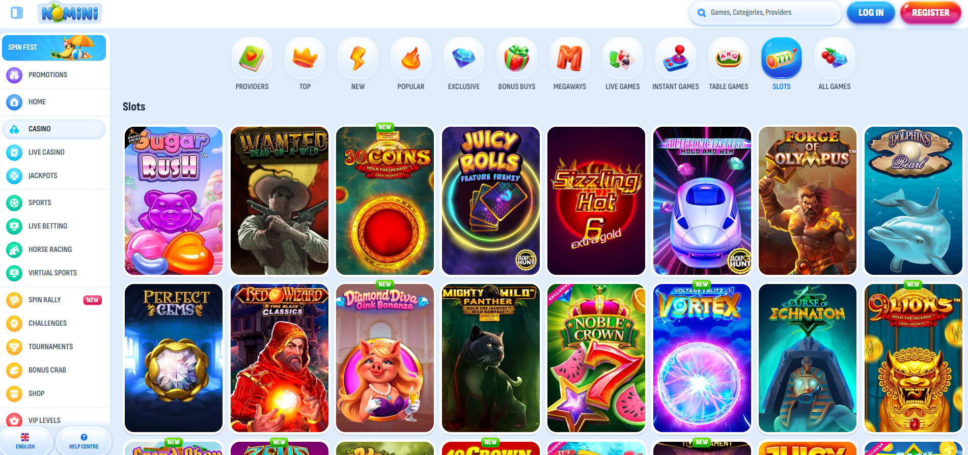 Nomini Casino screenshot: Slots