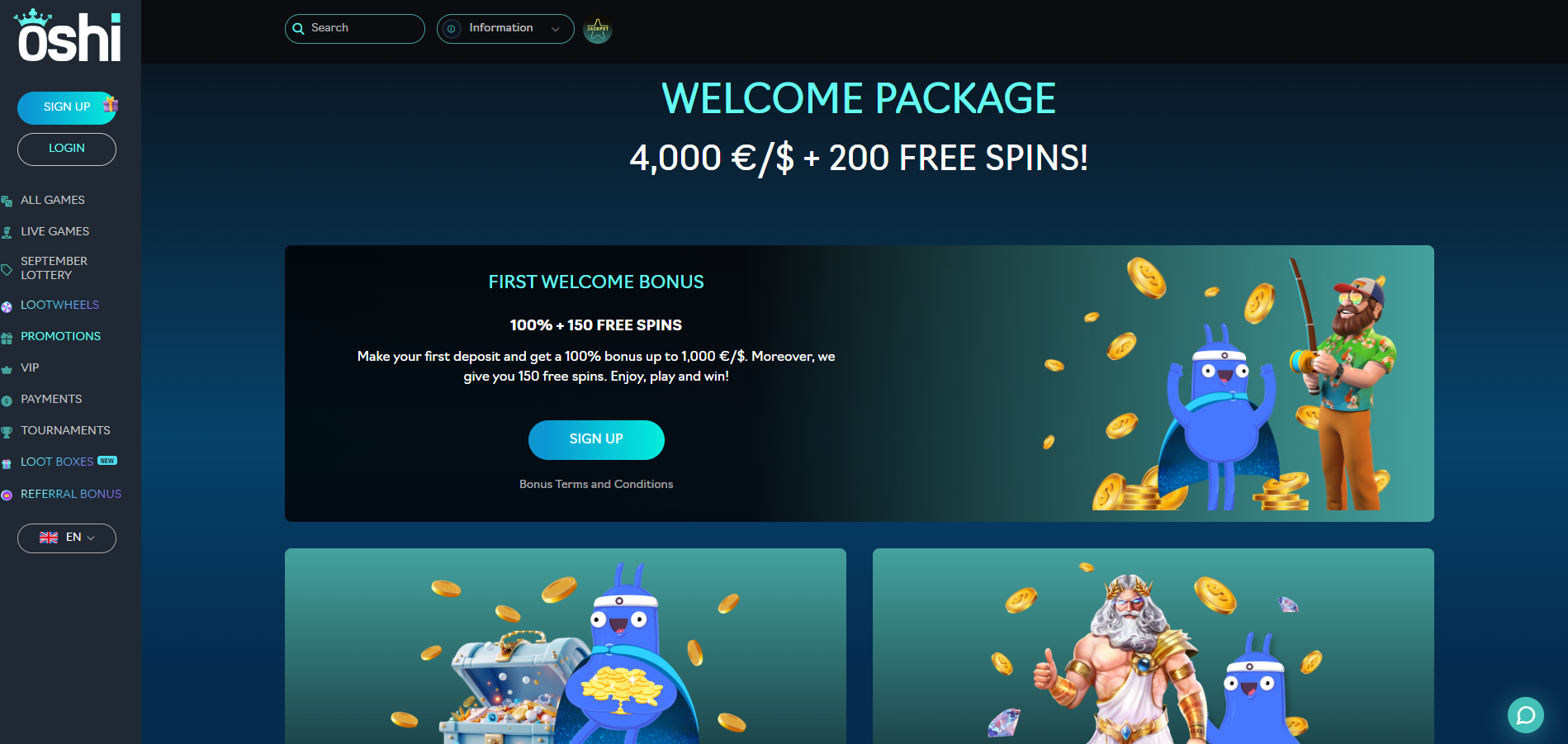 Oshi Casino screenshot: Promotions