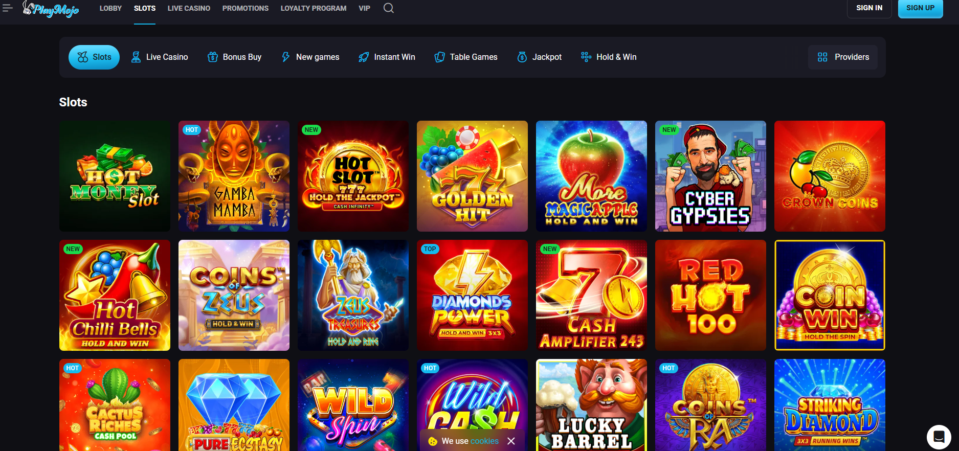 Playmojo screenshot: Slots