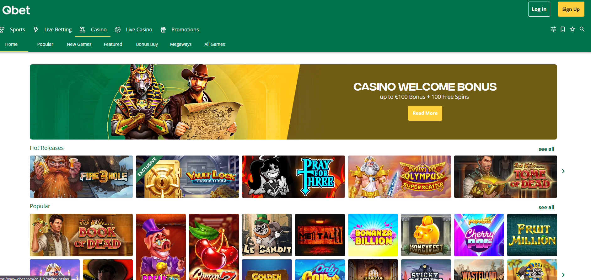 Qbet screenshot: Slots