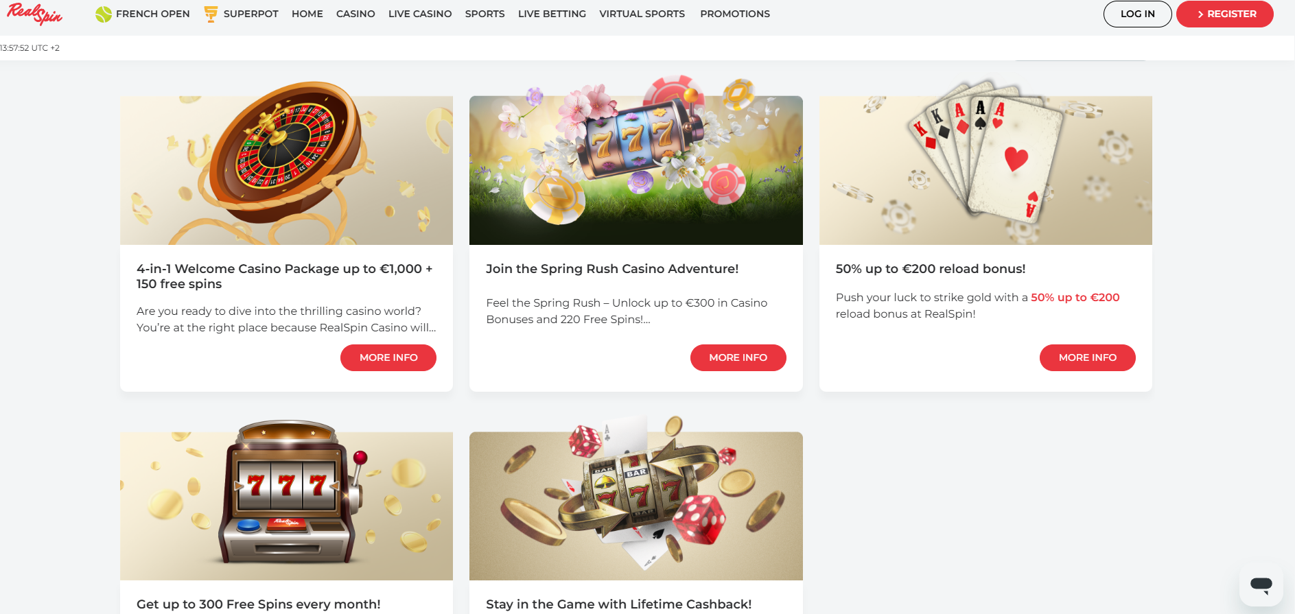 RealSpin Casino screenshot: Promotions