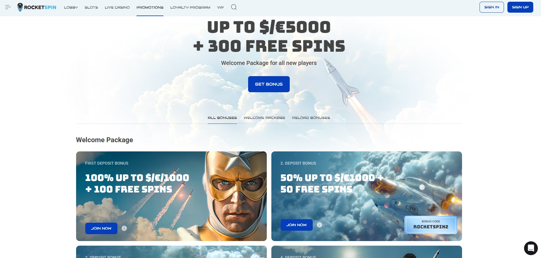 Rocket Spin screenshot: Promotions