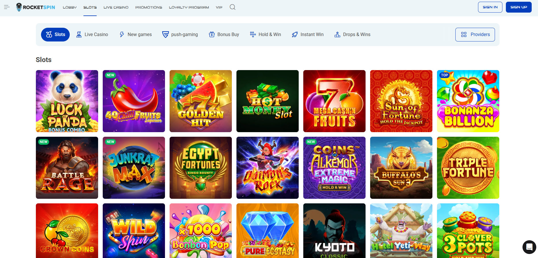 Rocket Spin screenshot: Slots
