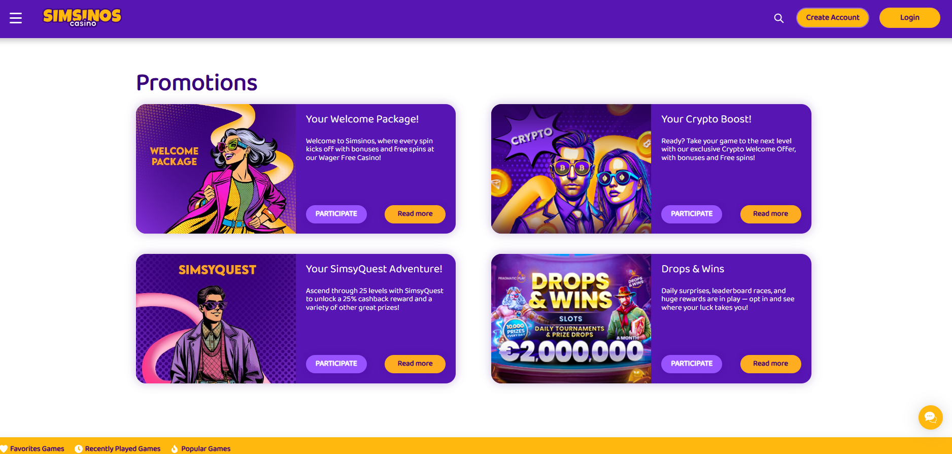Simsinos screenshot: Promotions