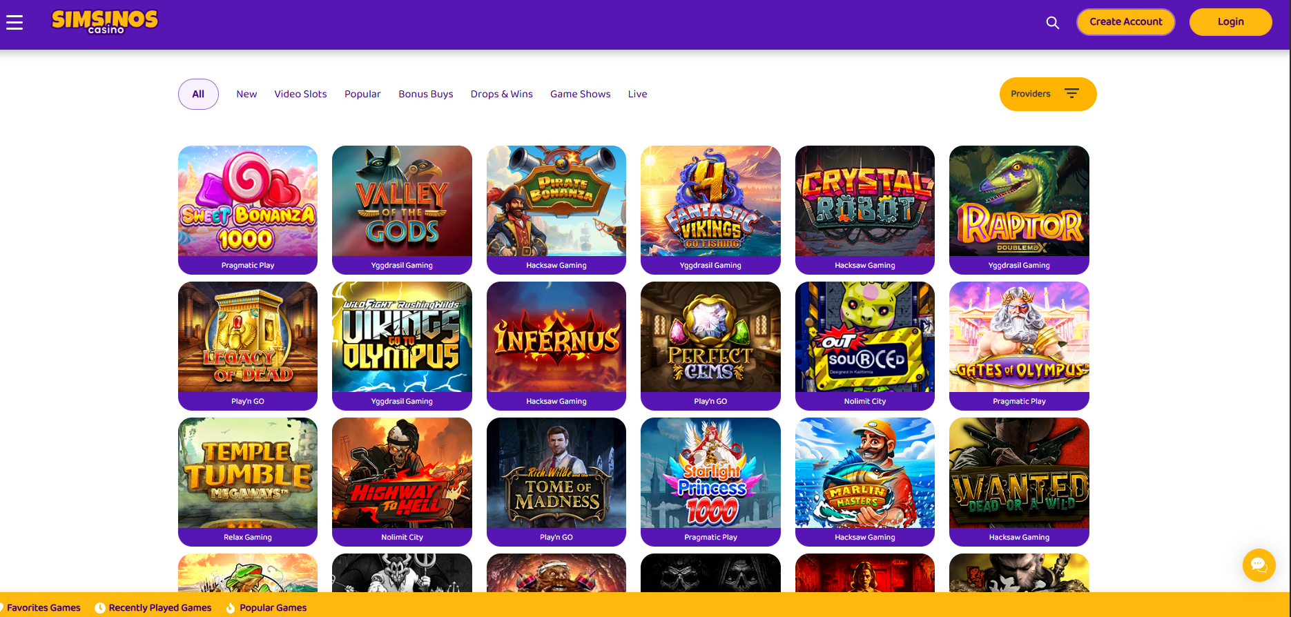 Simsinos screenshot: Slots