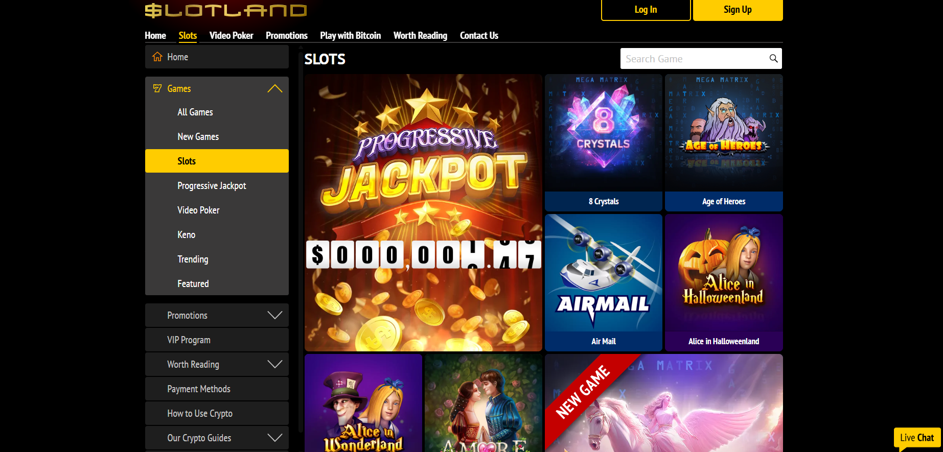 Slotland Casino screenshot: Slots