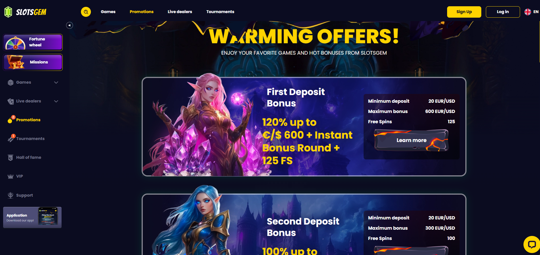 SlotsGem Casino screenshot: Promotions