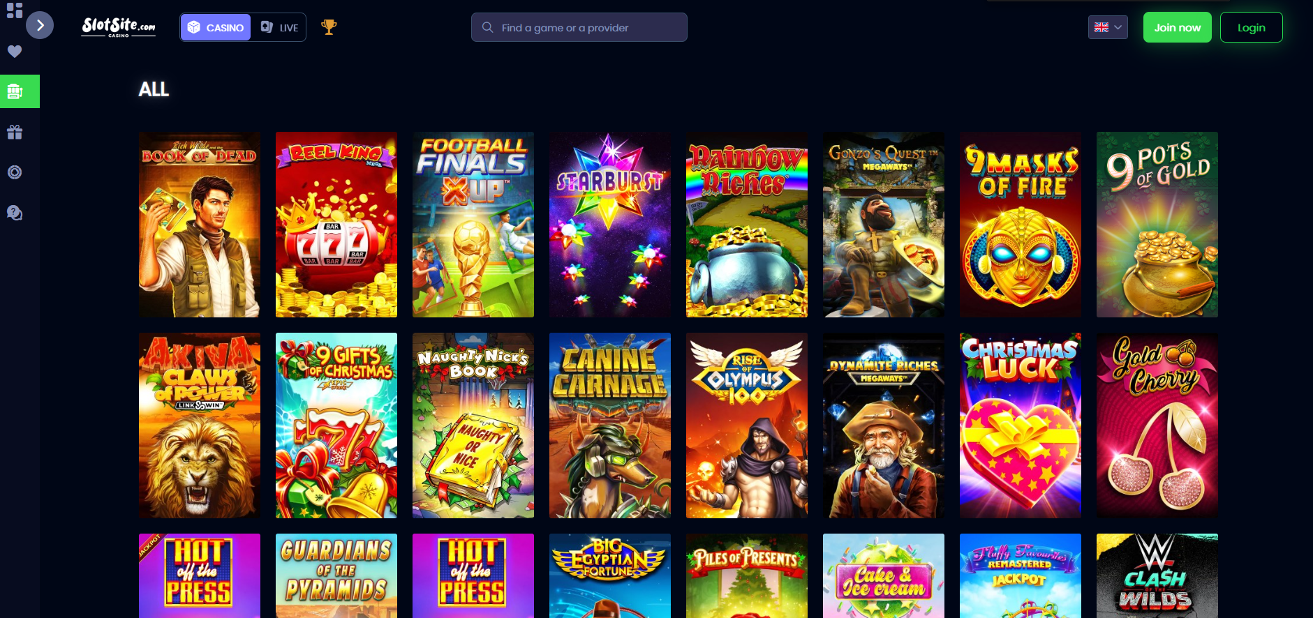 Slotsite Casino screenshot: Slots