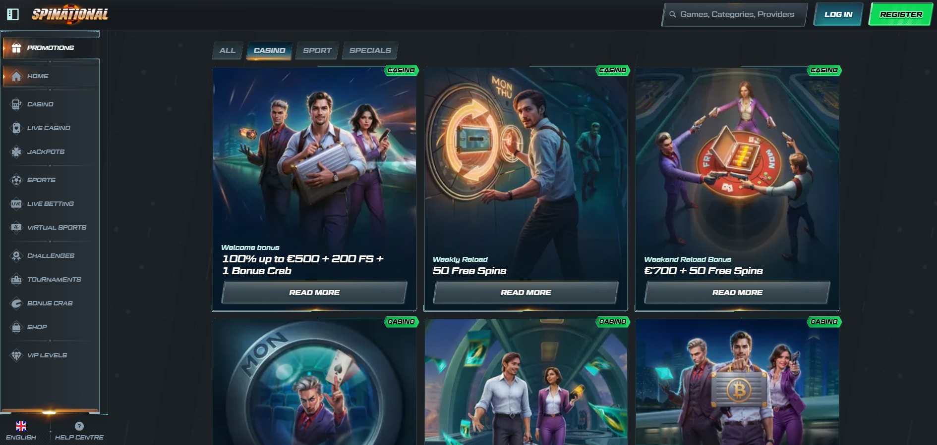 Spinational Casino screenshot: Promotions