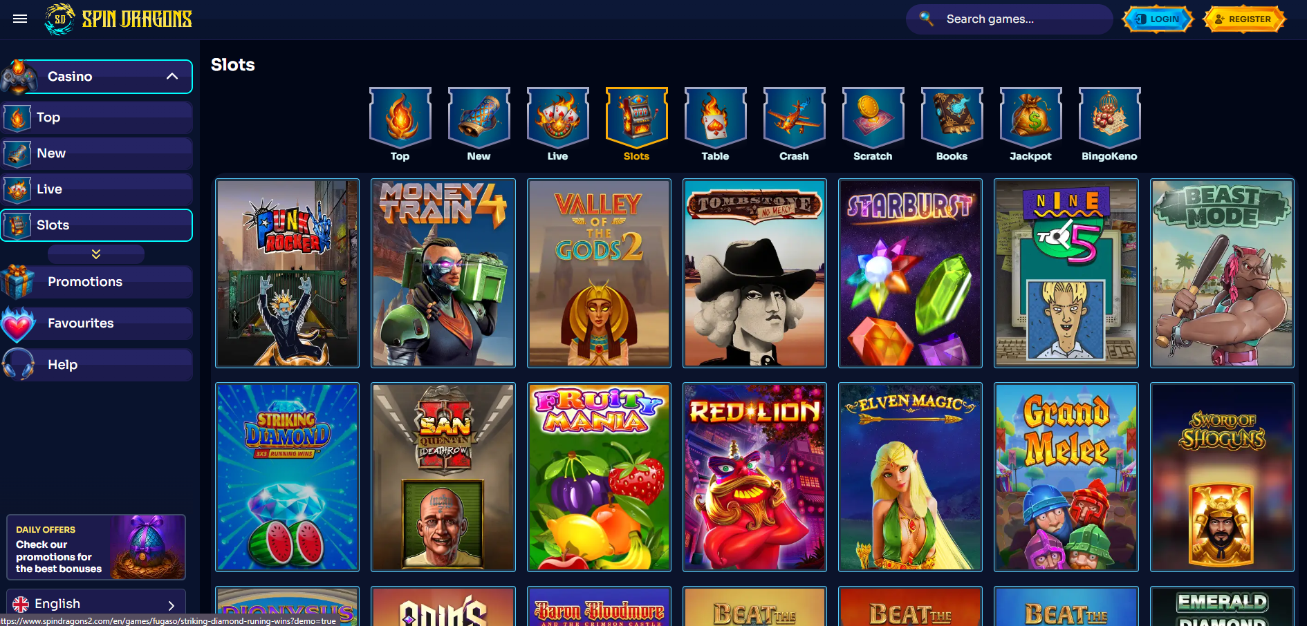 Spin Dragons Casino screenshot: Slots