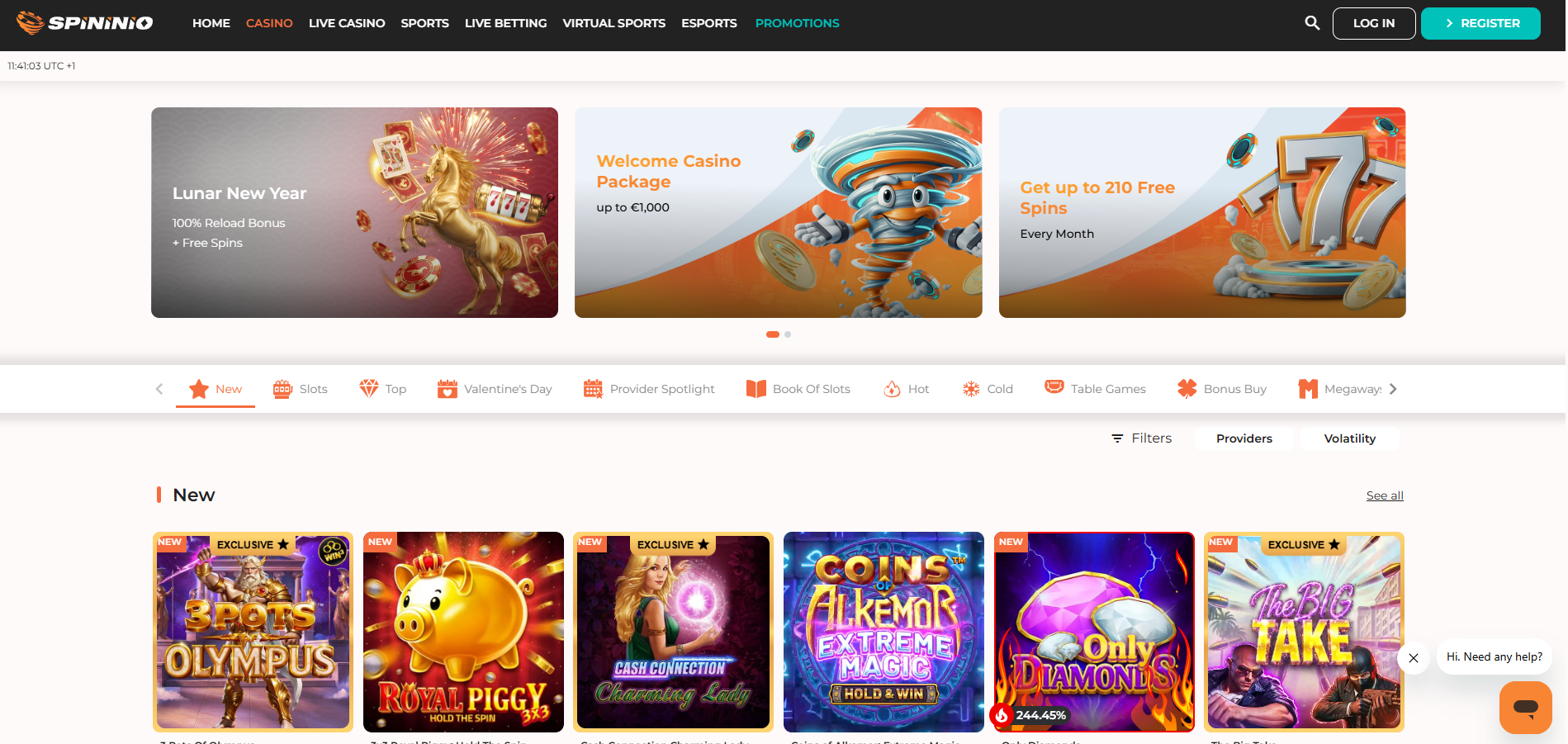 Spininio Casino screenshot: Slots