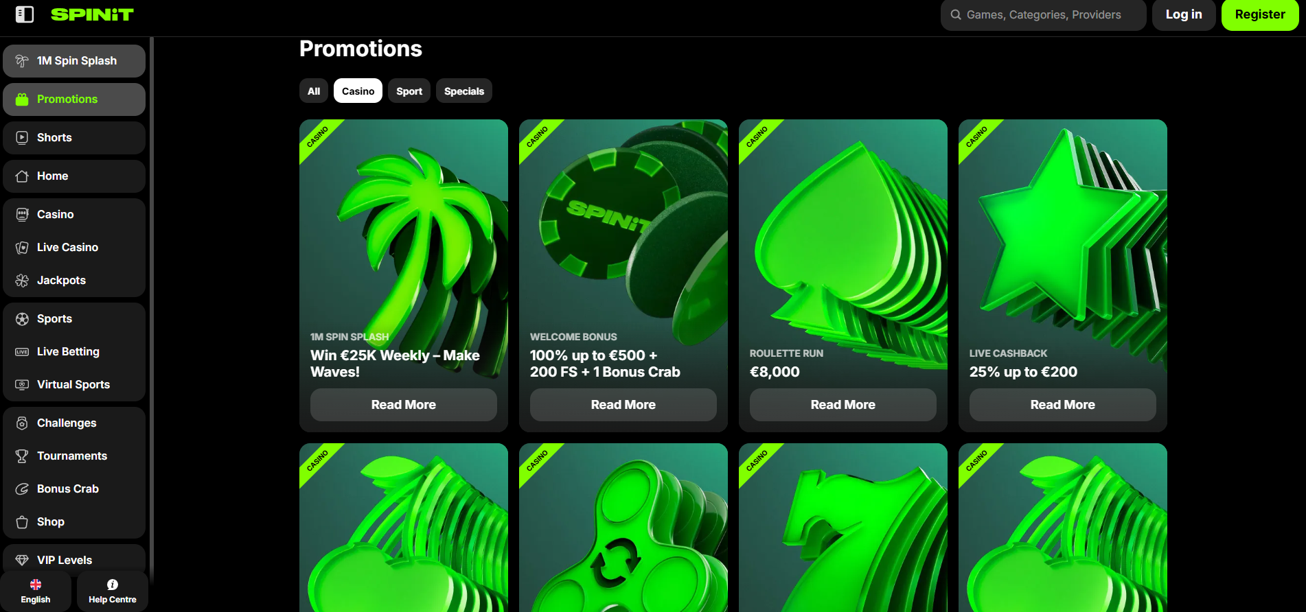 Spinit Casino screenshot: Promotions