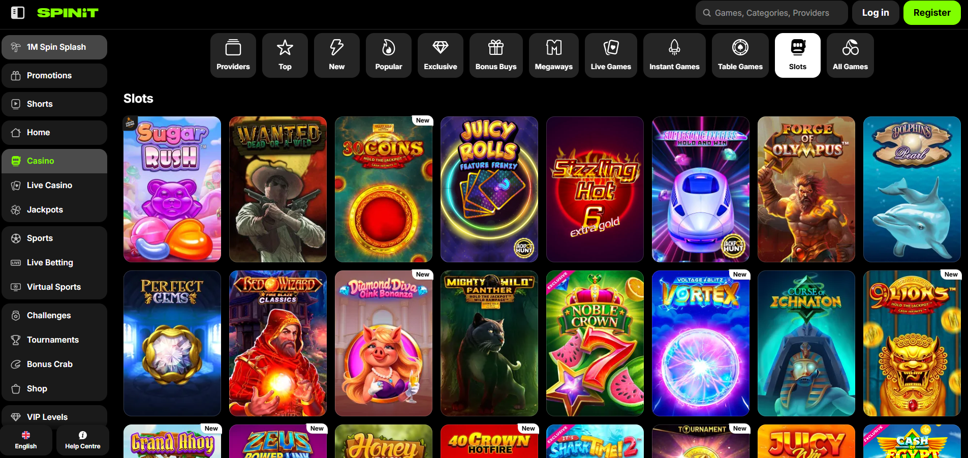 Spinit Casino screenshot: Slots