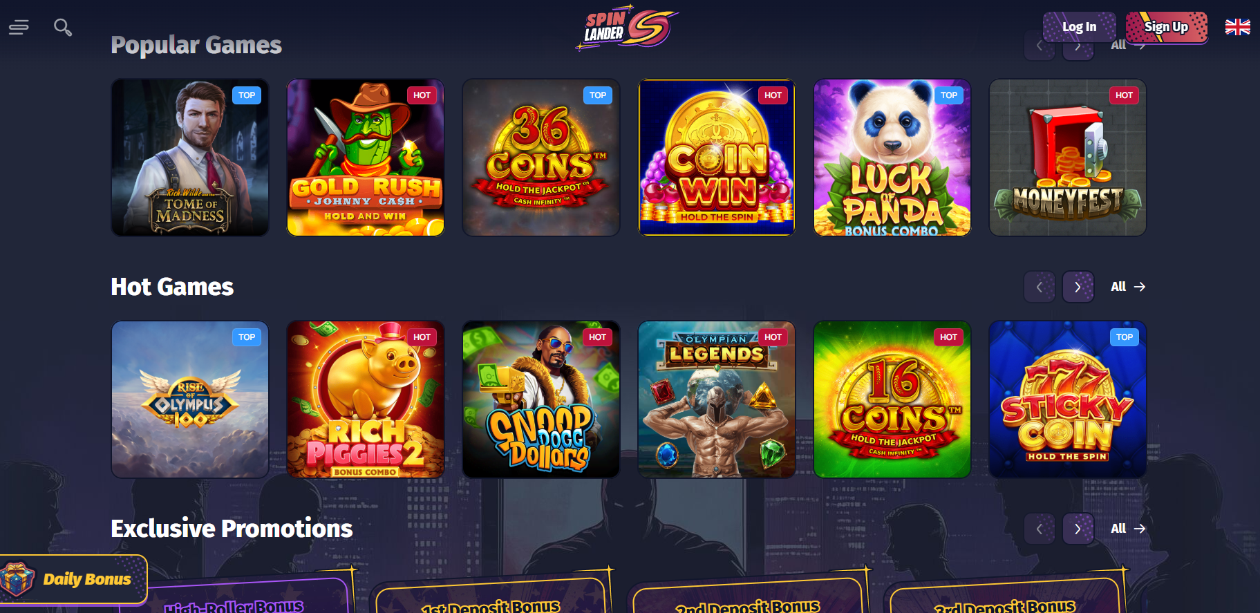 Spinlander screenshot: Slots