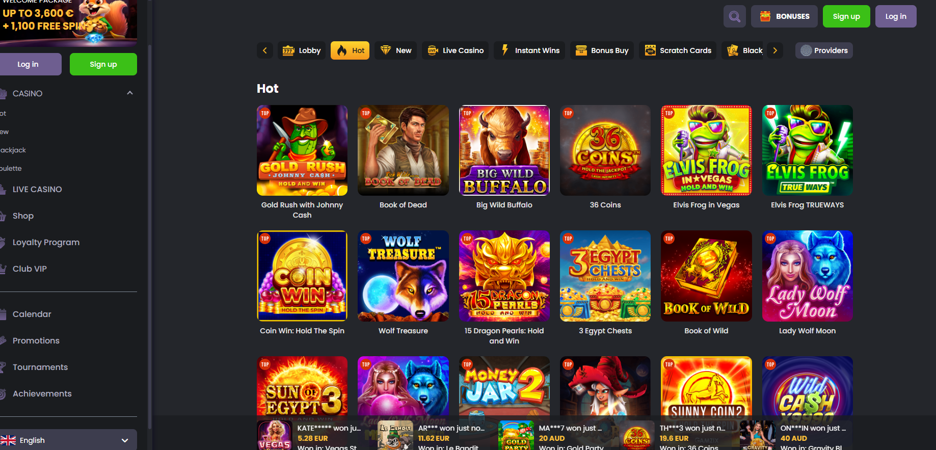 Spinline screenshot: Slots