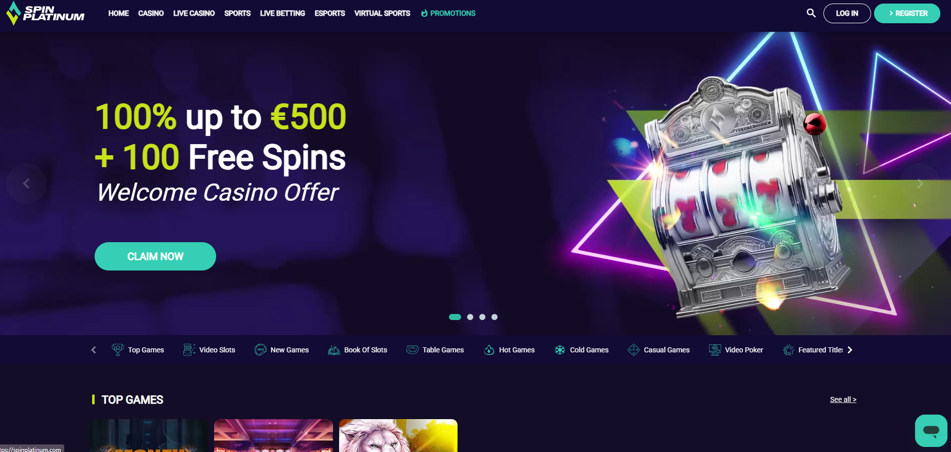 SpinPlatinum screenshot: Homepage