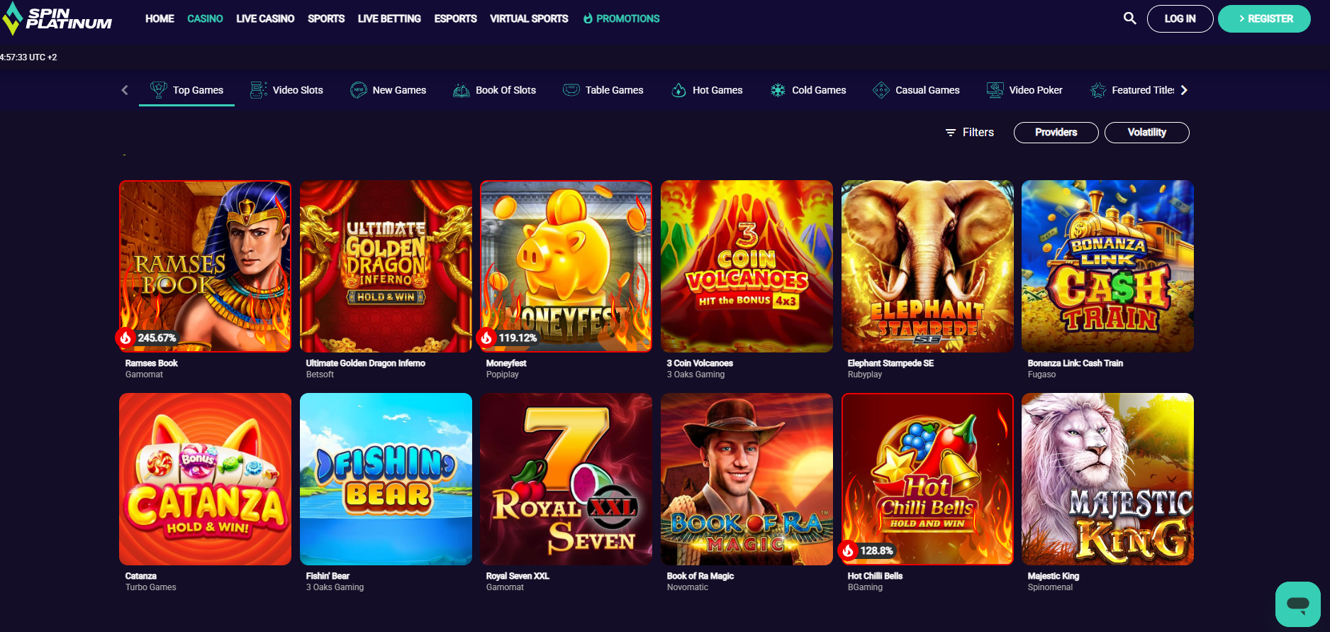 SpinPlatinum screenshot: Slots