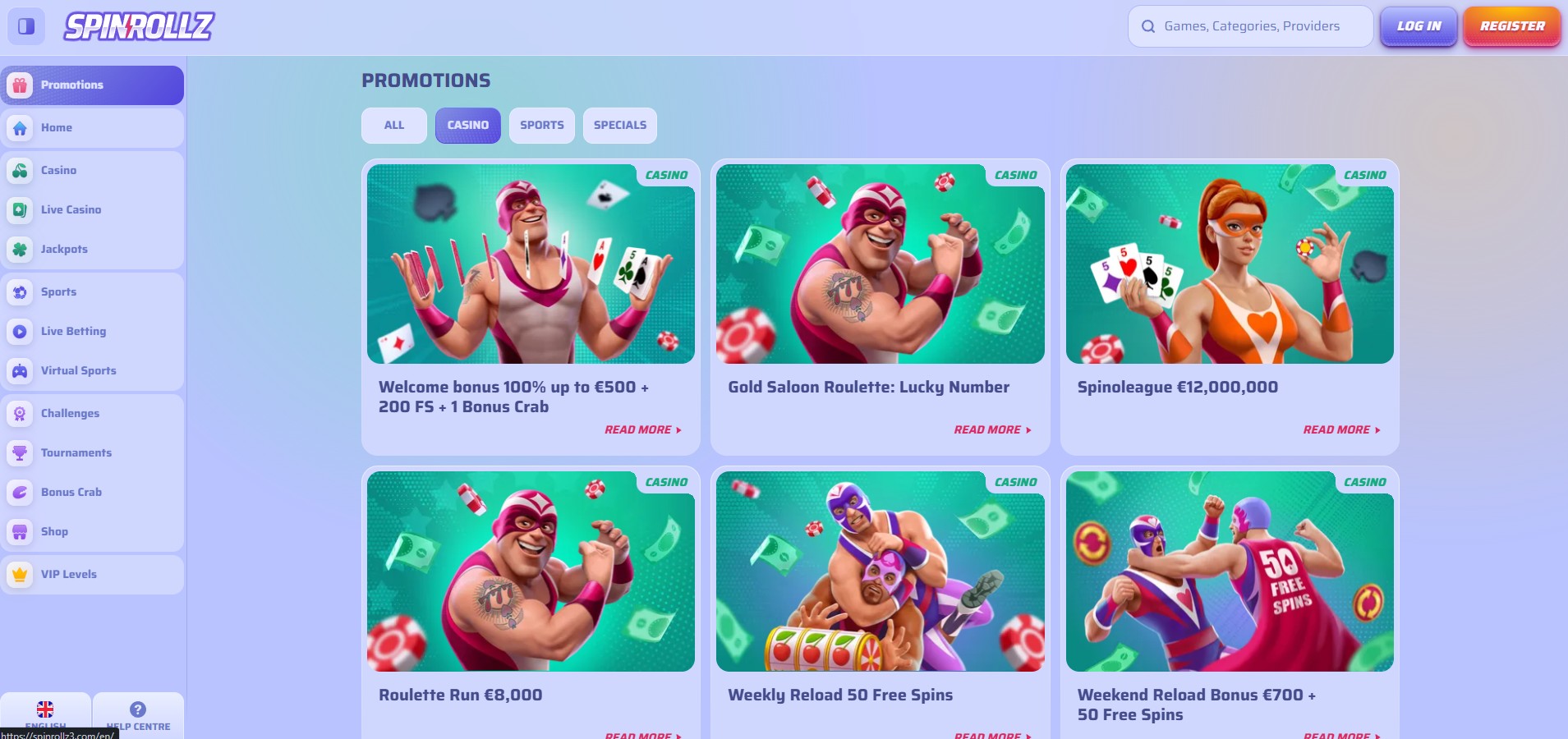 Spinrollz Casino screenshot: Promotions