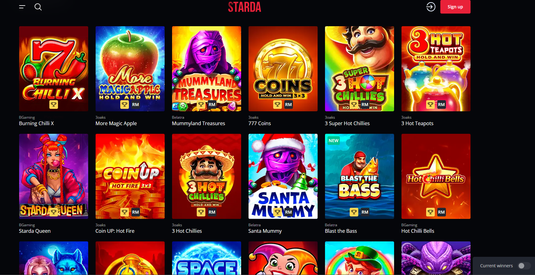 Starda Casino screenshot: Slots