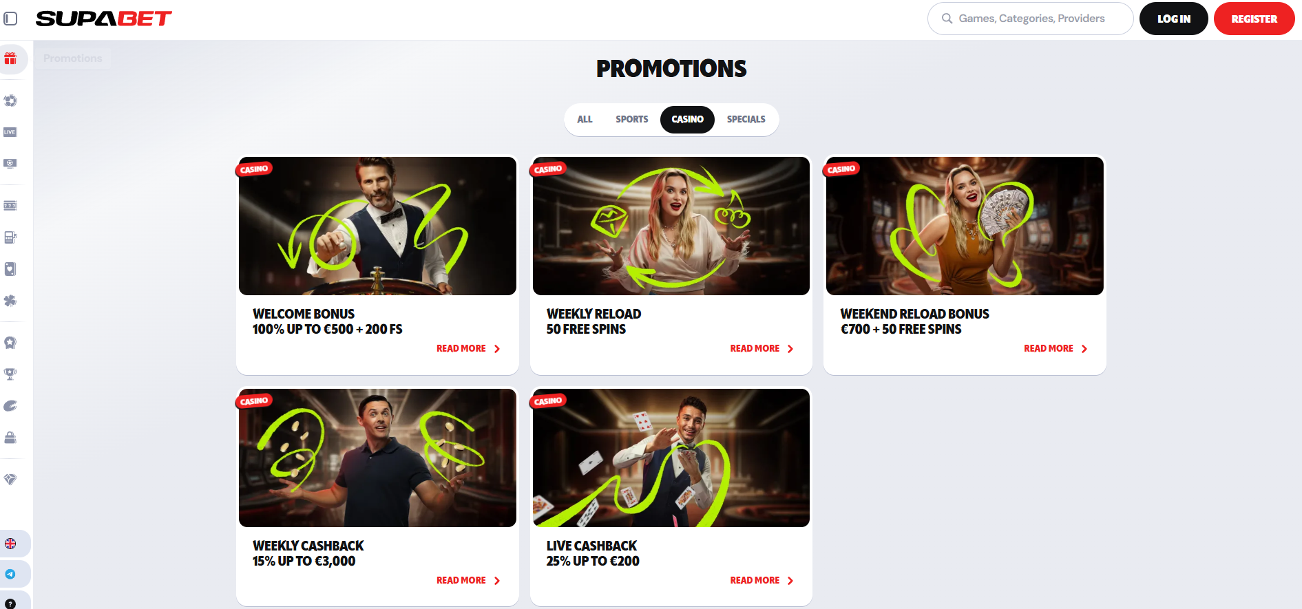 Supabet Casino screenshot: Promotions
