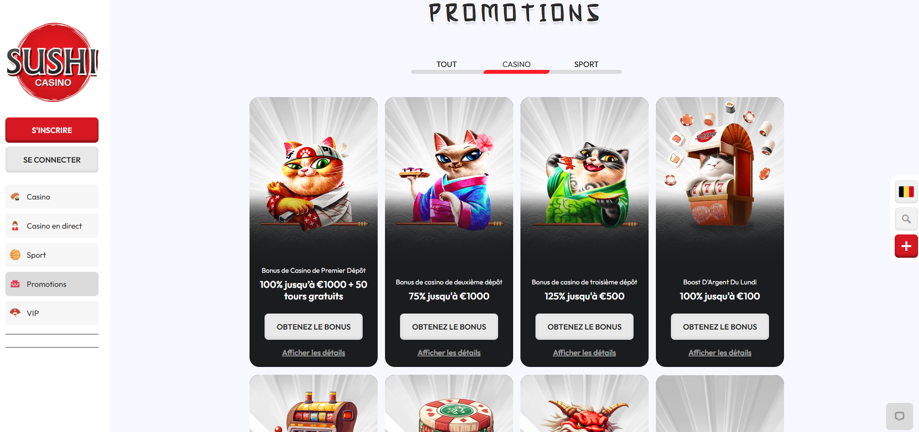 Sushicasino screenshot: Promotions