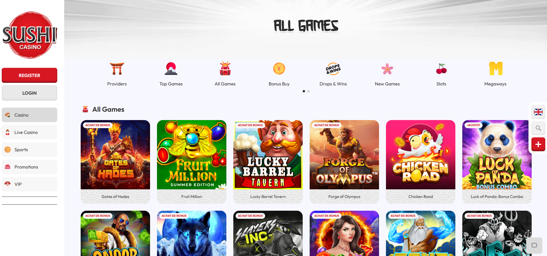 Sushicasino screenshot: Slots