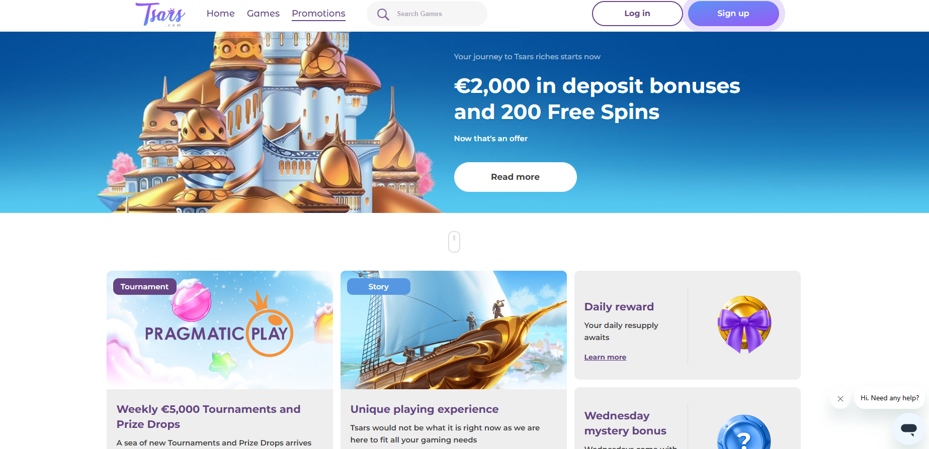 Tsars Casino screenshot: Promotions
