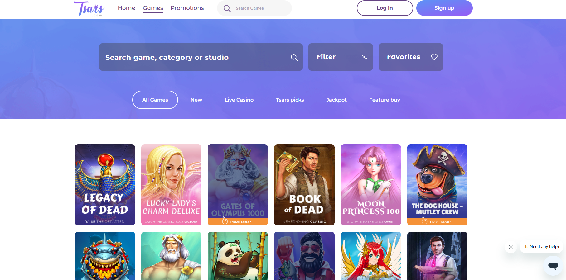Tsars Casino screenshot: Slots