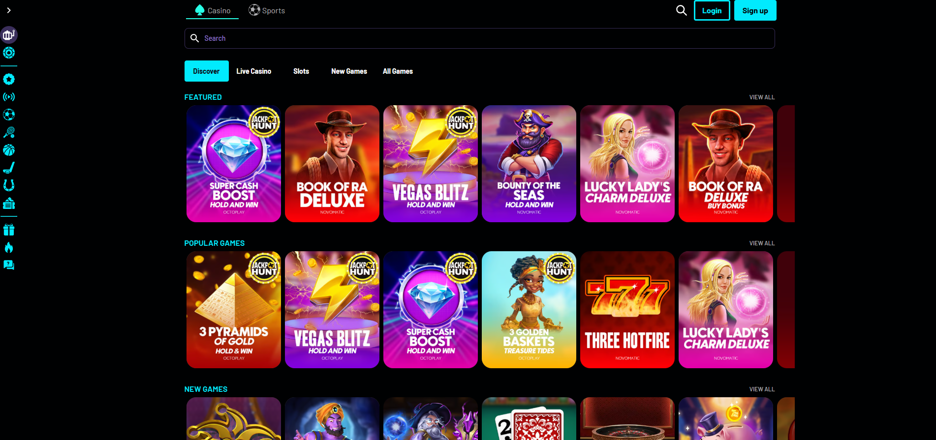 Turbo Wins Casino screenshot: Slots