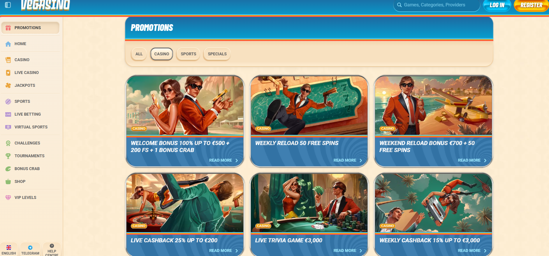 Vegasino screenshot: Promotions