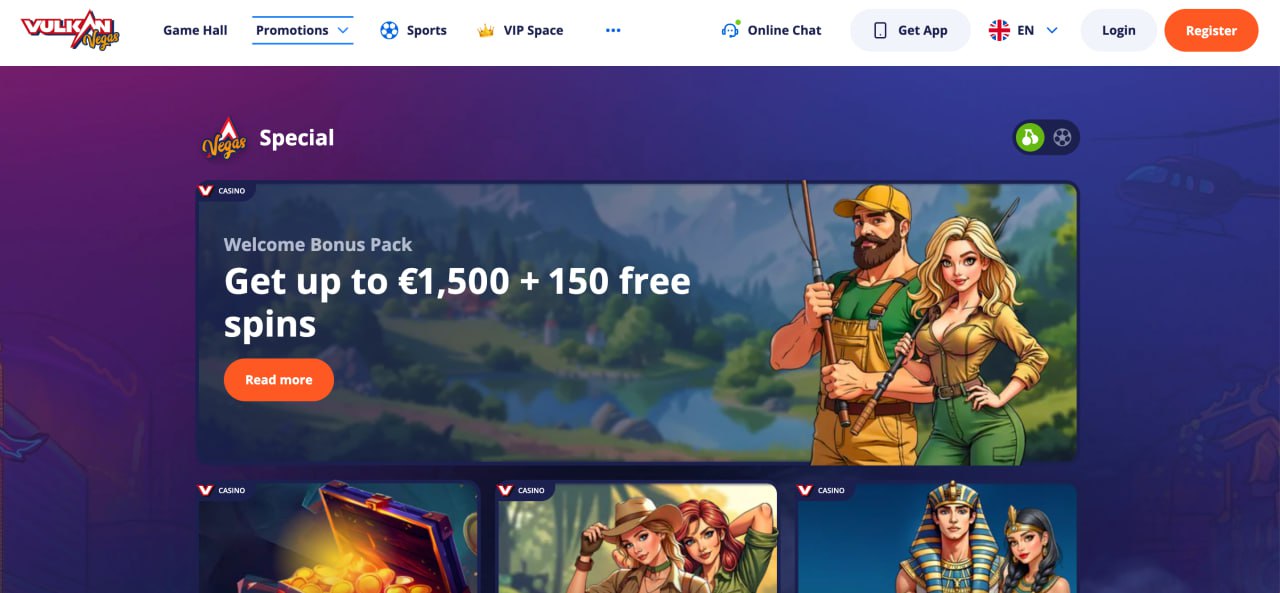 Vulkan Vegas Casino screenshot: Promotions.Jpg