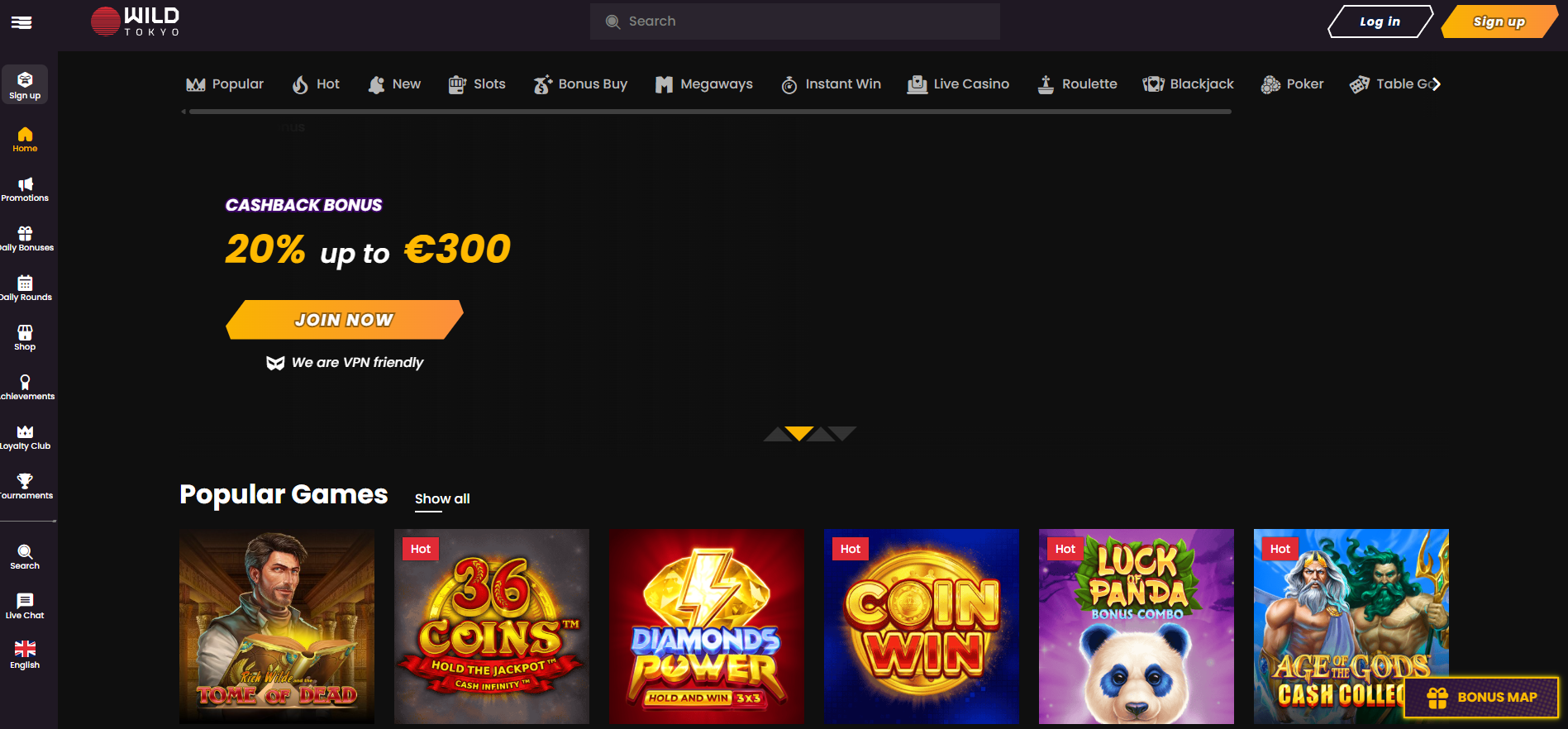 Wildtokyo screenshot: Homepage