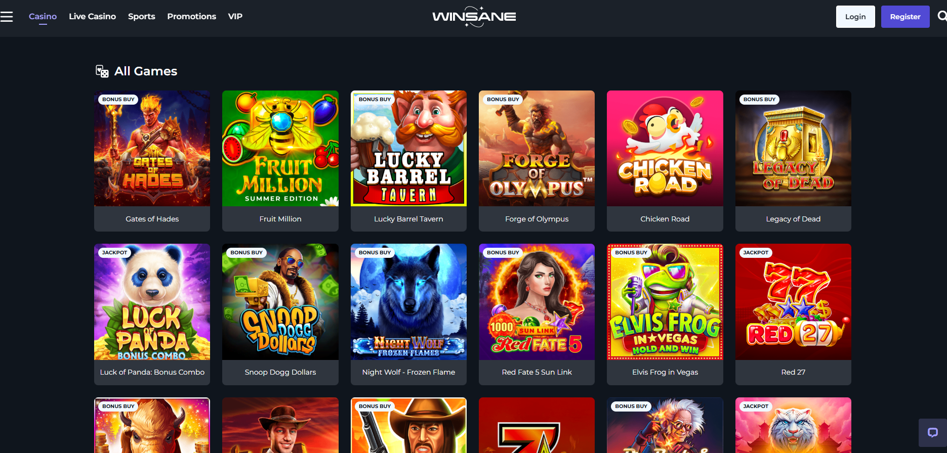 Winsane screenshot: Slots