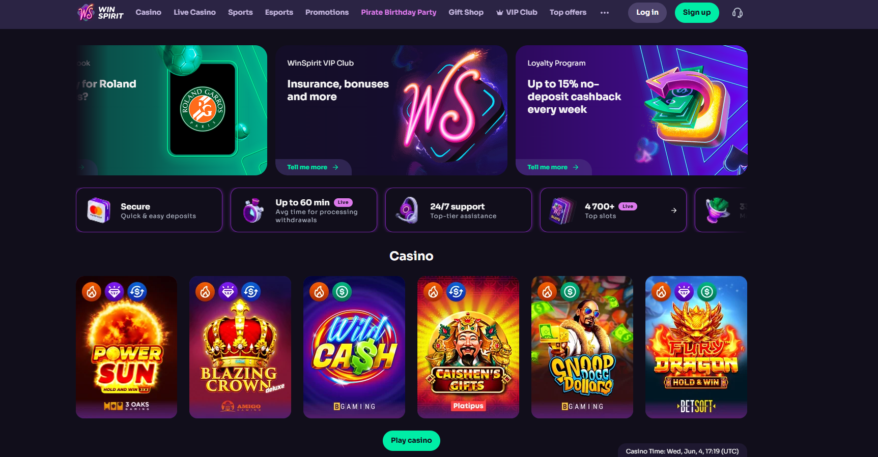 WinSpirit screenshot: Homepage