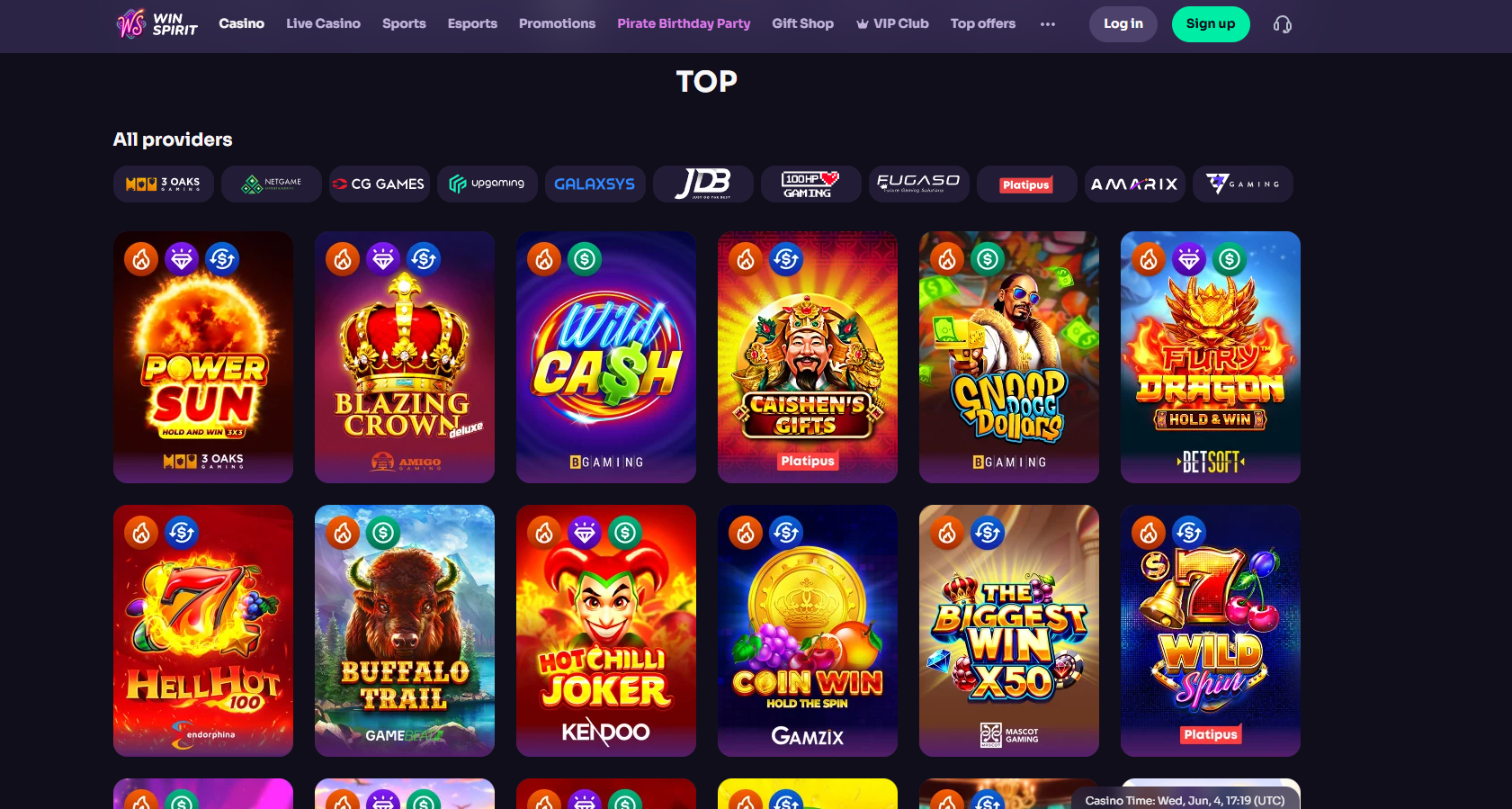 WinSpirit screenshot: Slots