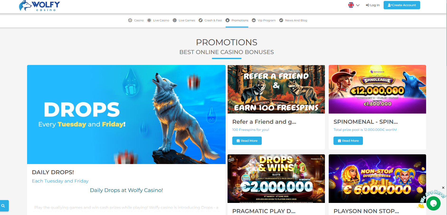 Wolfy Casino screenshot: Promotions