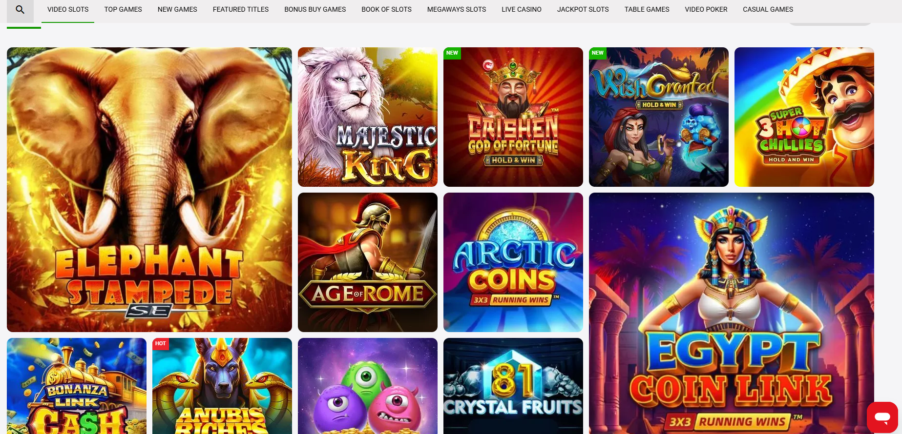 ZodiacBet Casino screenshot: Slots