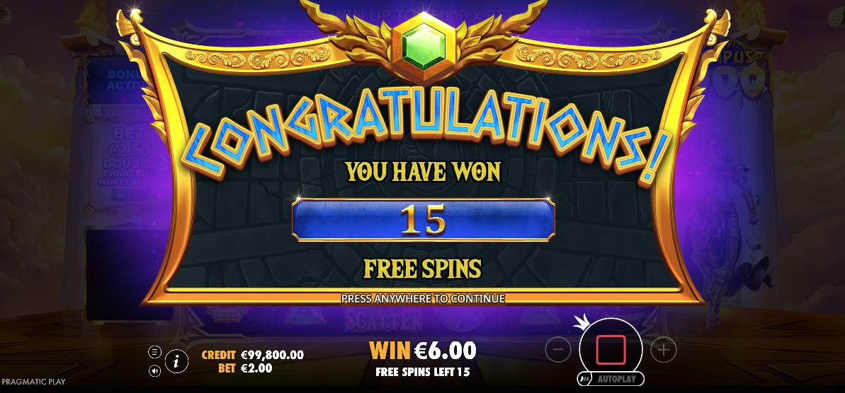 Free spins round in Gates of Olympus 1000