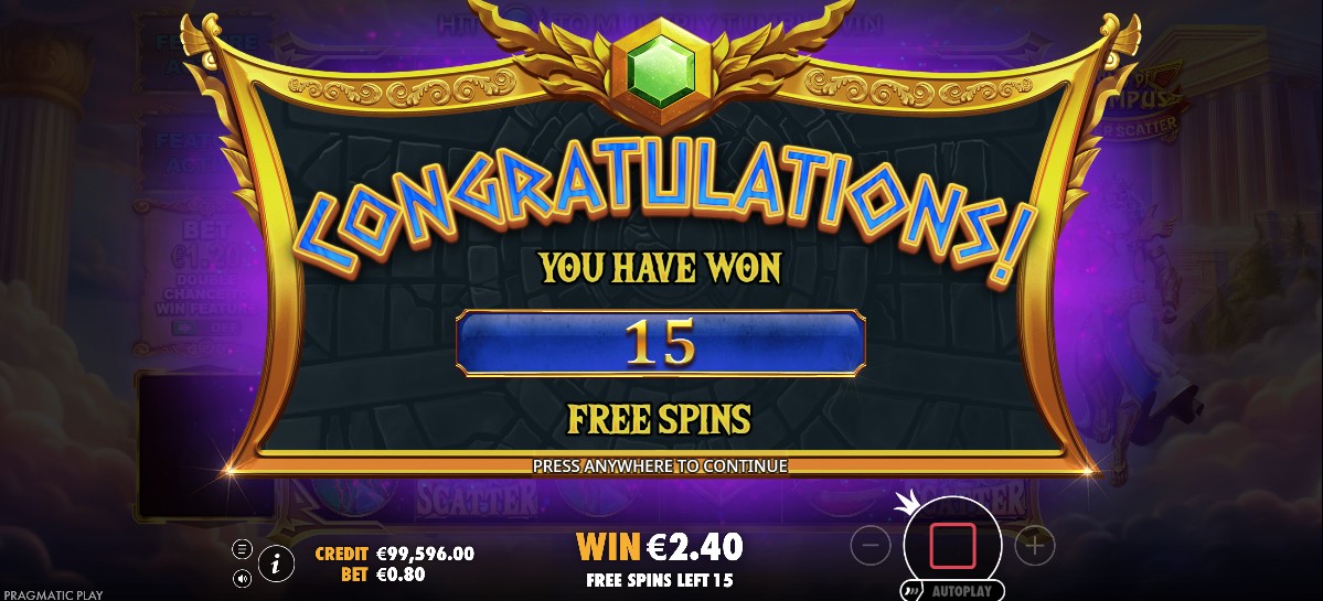 Free spins round in Gates of Olympus Super Scatter