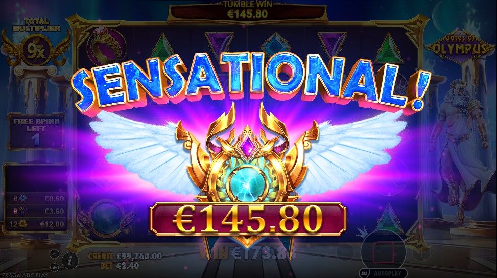 Bonus round gameplay in Gates of Olympus™