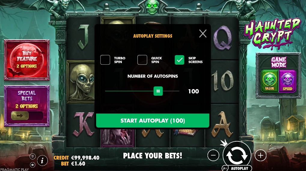 Base game layout in Haunted Crypt