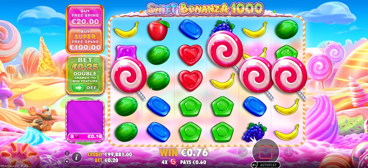 Feature trigger in Sweet Bonanza 1000