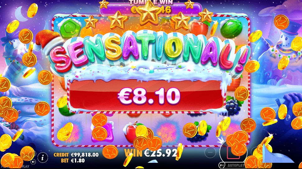 Bonus round gameplay in Sweet Bonanza Xmas