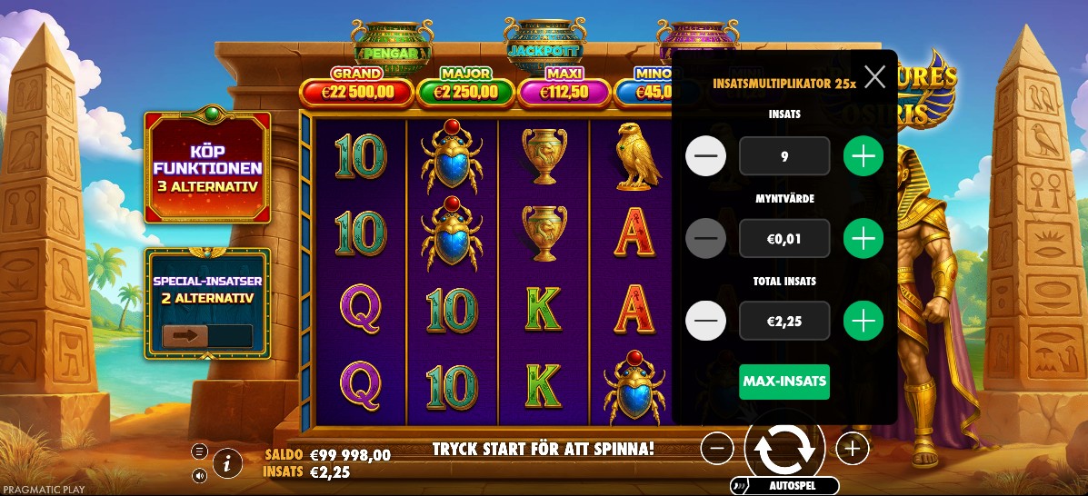 Base game layout in Treasures of Osiris